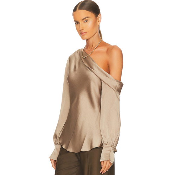 SIMKHAI Alice One Shoulder Top in Nutmeg Size Large NWT - Picture 3 of 6